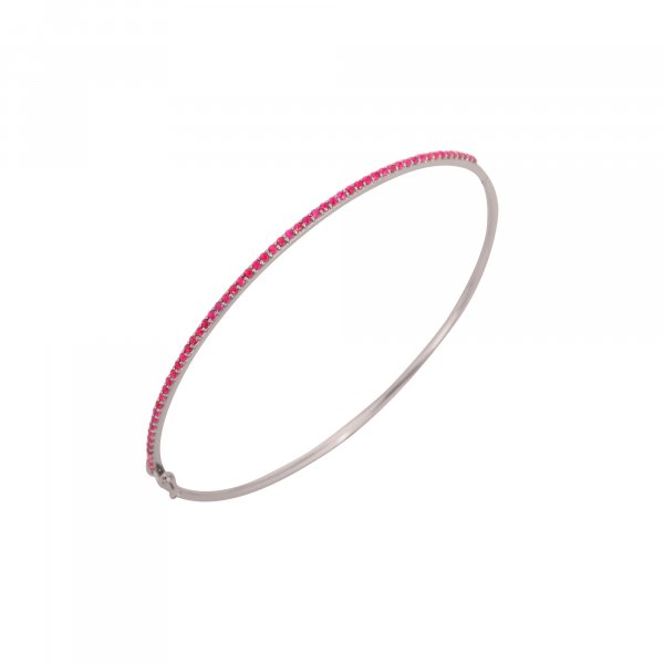Ruby Single line Sterling Silver Openable Bangle
