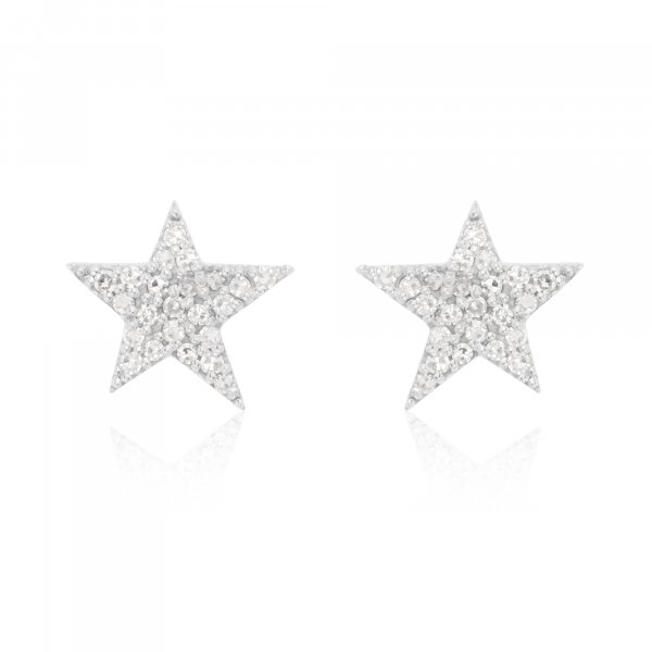 White Gold Pave Diamond  Star Studs