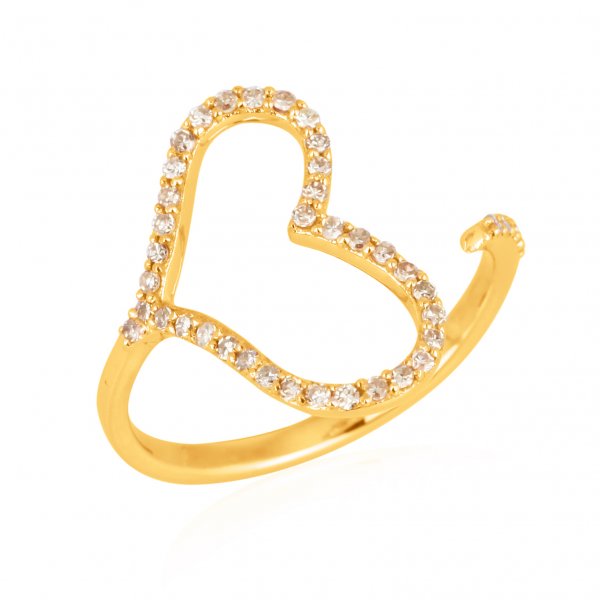 Yellow Gold Heart Diamond Gap Ring