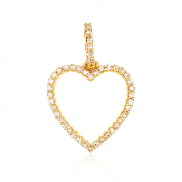 Yellow Gold Heart Pendant With Diamonds