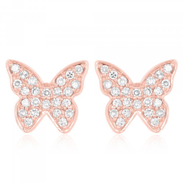 Rose Gold Butterfly Diamond Earrings