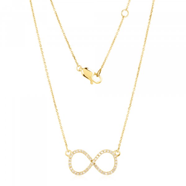 Yellow Gold Infinity Diamond Pendant With Chain