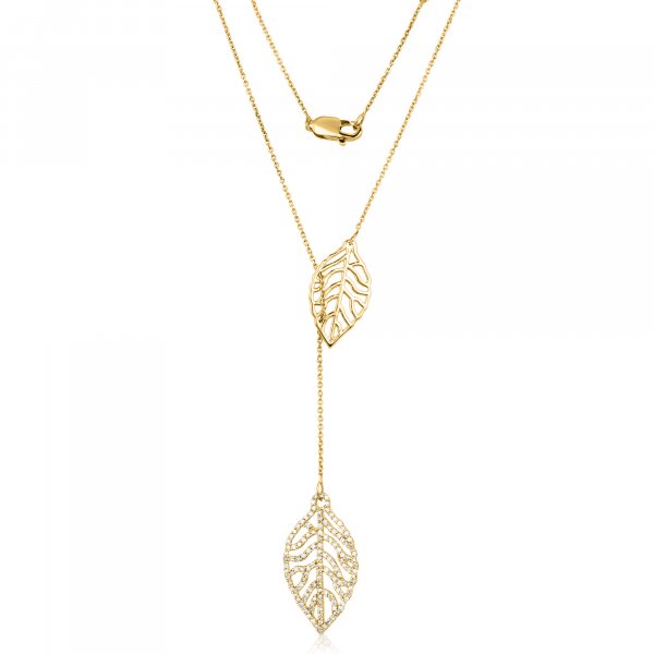 Yellow Gold Leaf  Diamond necklace