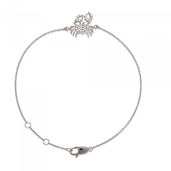 Sterling Silver Crab Diamond  Bracelet