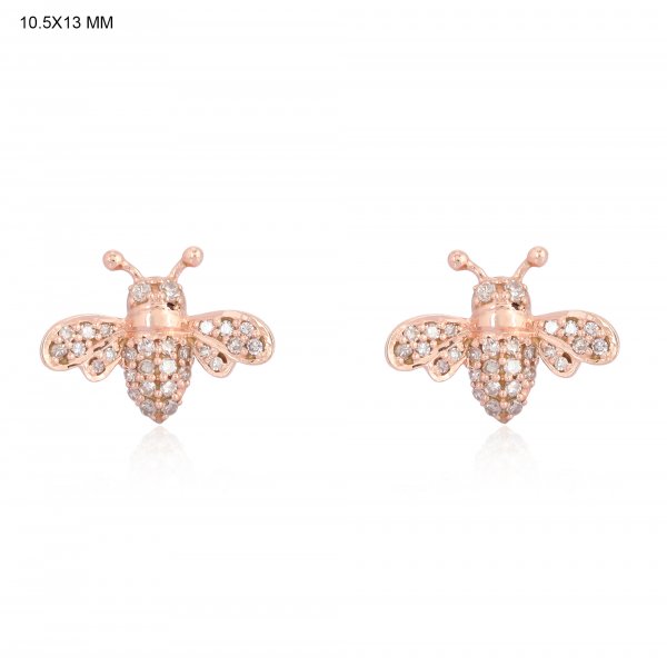 Rose Gold Diamond Bee Ear Studs