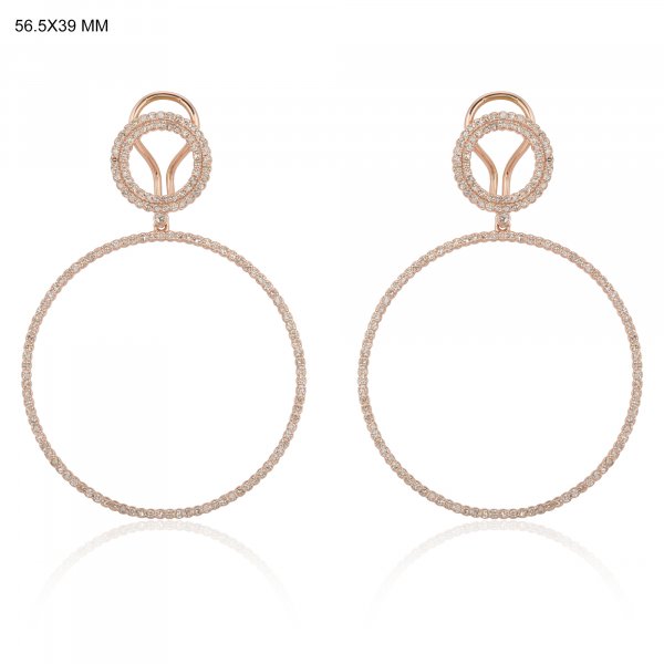 Rose Gold Diamond Circle Dangle Earrings